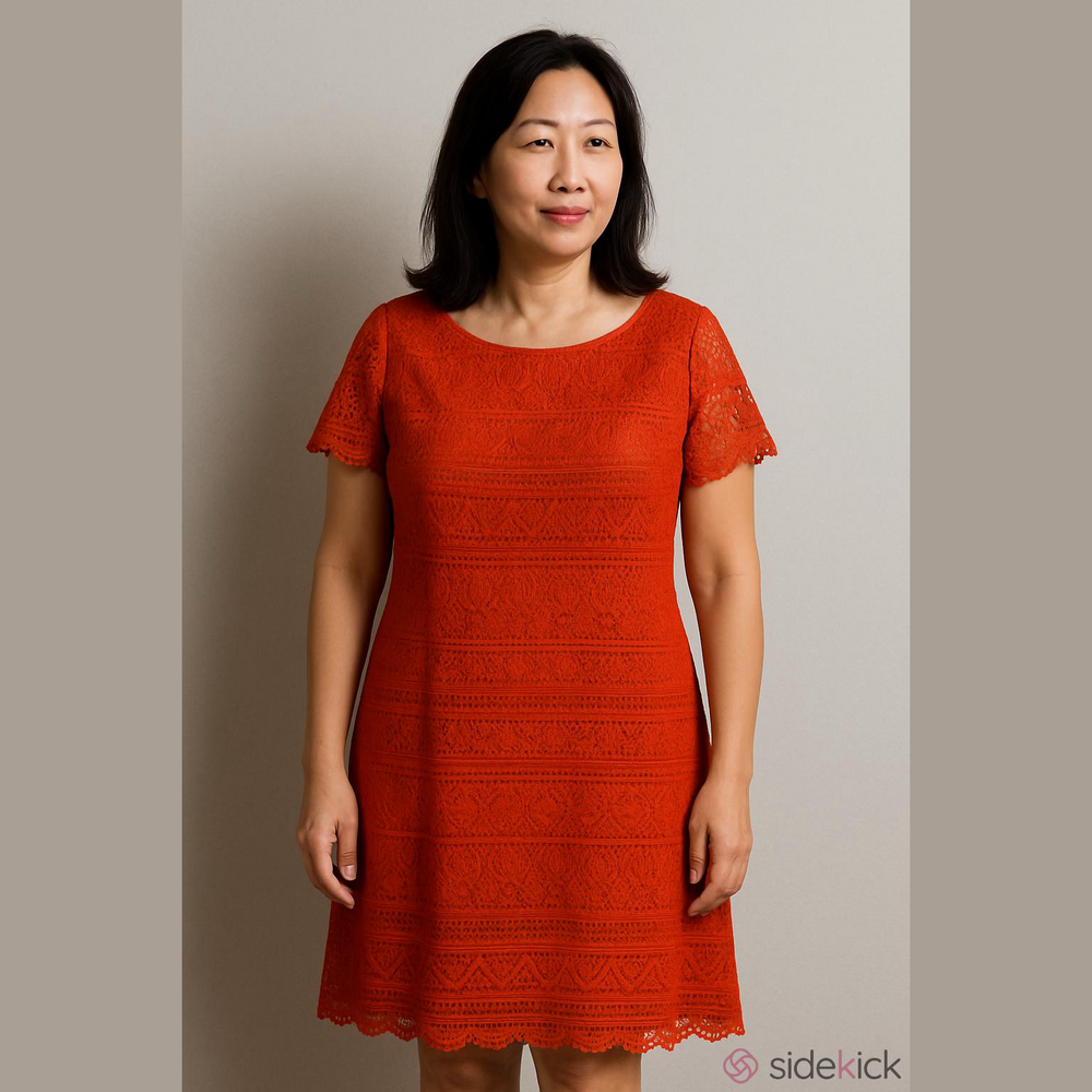 EUC London Times Orange Lace Short Sleeve Dress Women’s Size 10